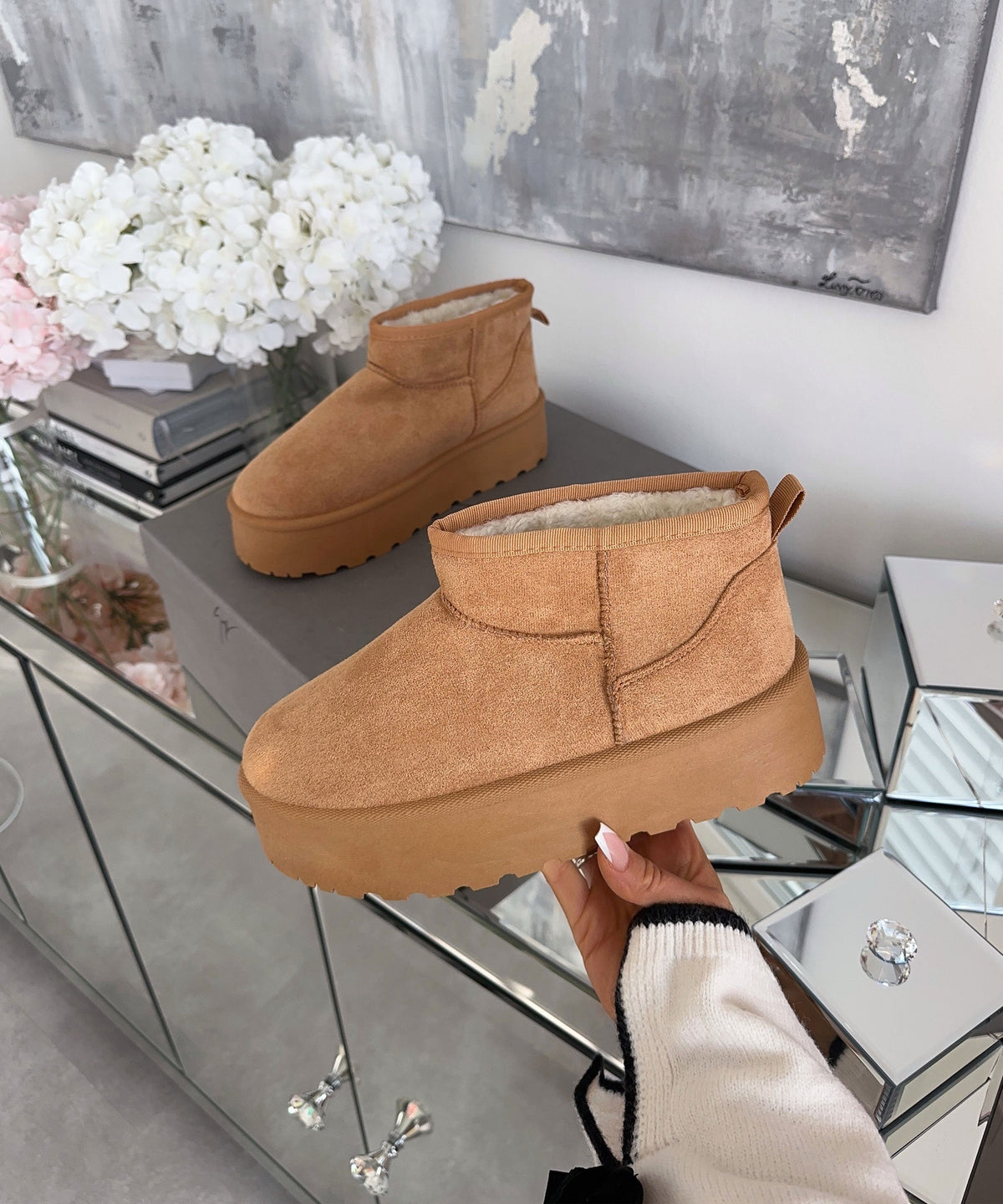Nina | Stivaletti con plateau foderati castagna