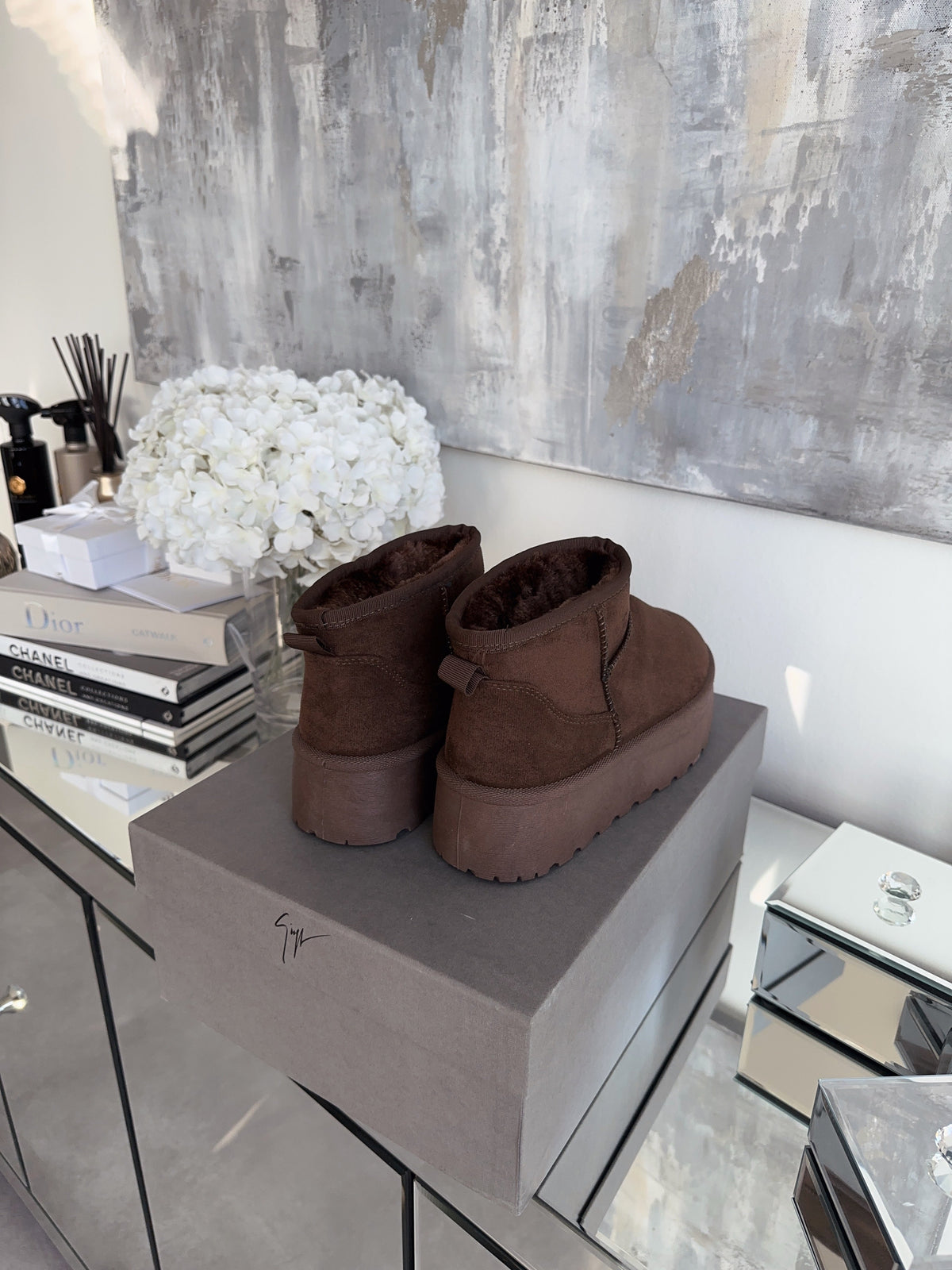 Nina | Stivaletti con plateau foderati marrone scuro