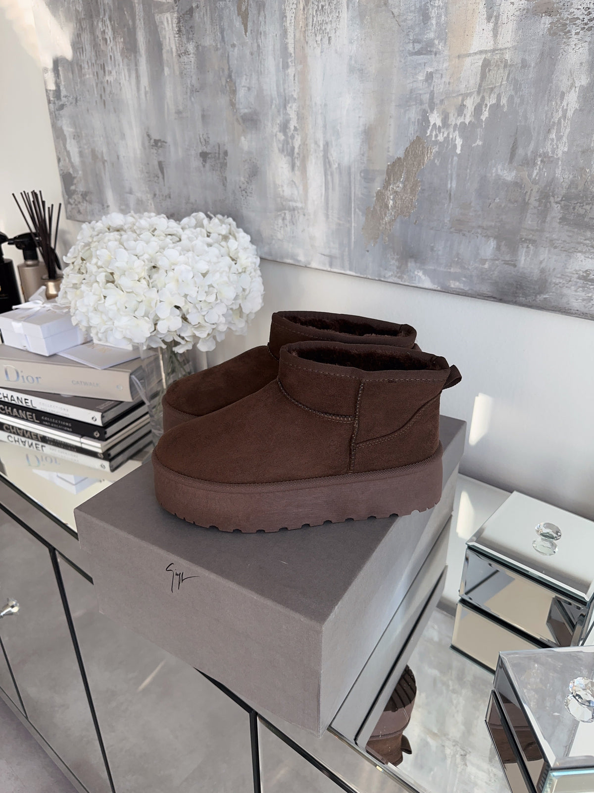 Nina | Stivaletti con plateau foderati marrone scuro