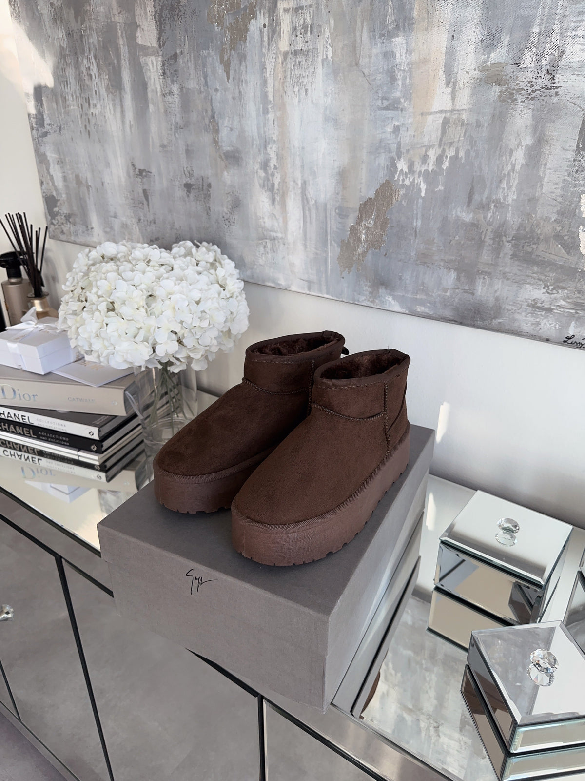 Nina | Stivaletti con plateau foderati marrone scuro