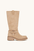 Stivali biker beige effetto scamosciato – Bonnie
