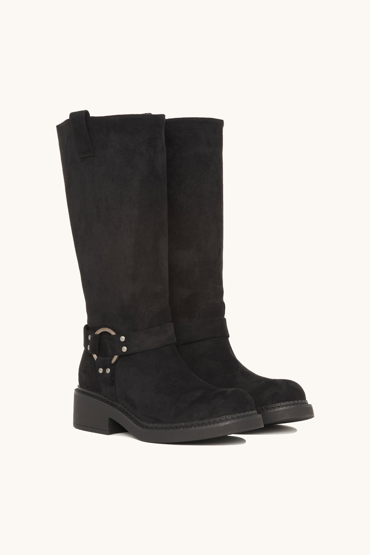 Stivali biker neri effetto scamosciato – Bonnie