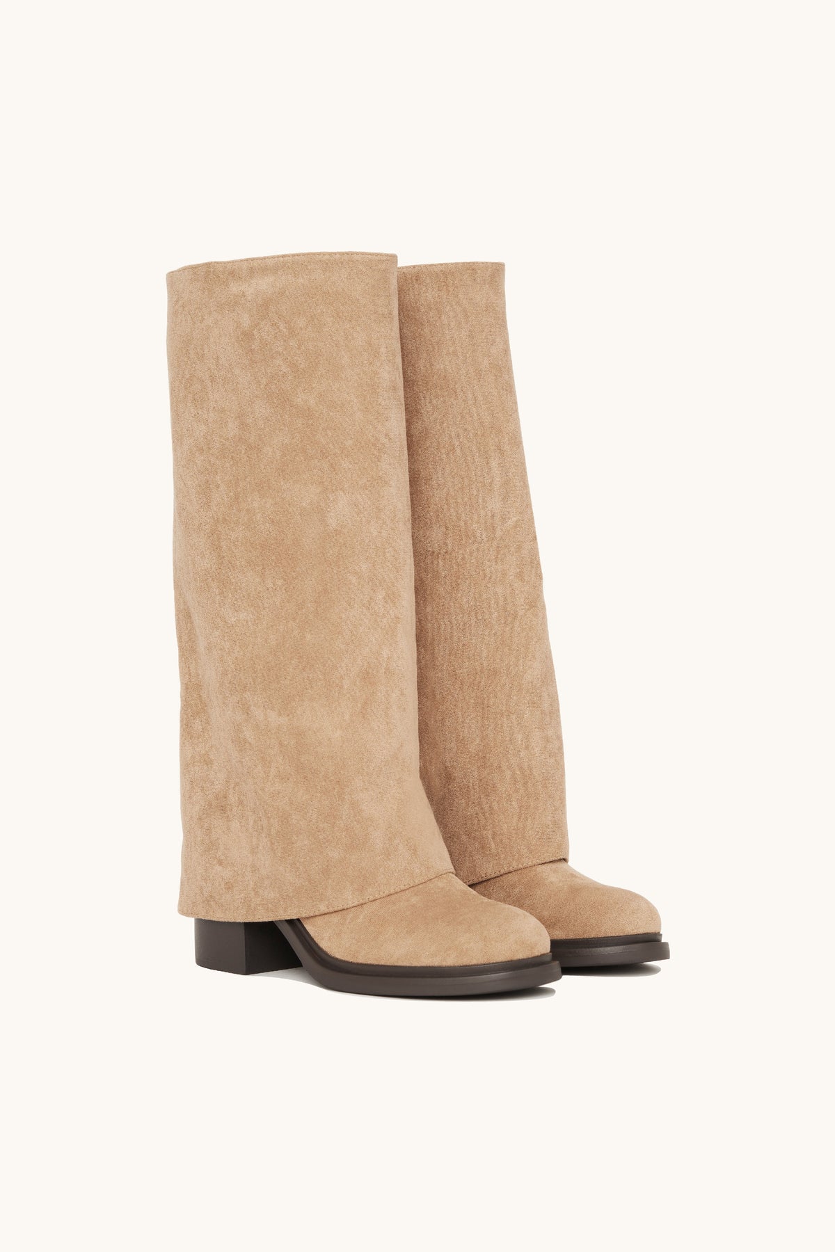 Stivali alti beige effetto scamosciato – Ivy