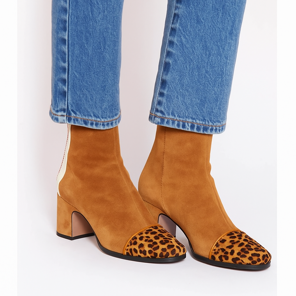 Vivienne – Stivaletti kaki con inserti a contrasto