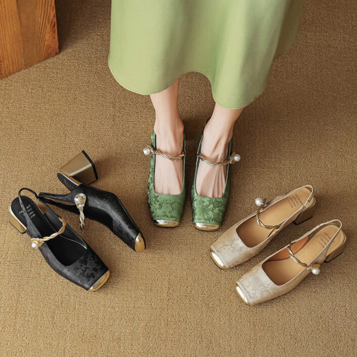 Regina | Slingback effetto broccato