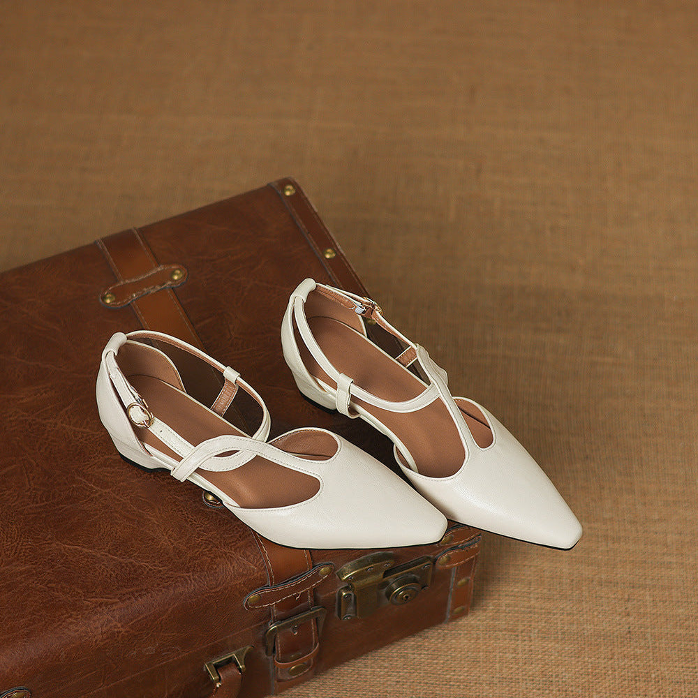 Mia | Scarpe in vera pelle con cinturino a T