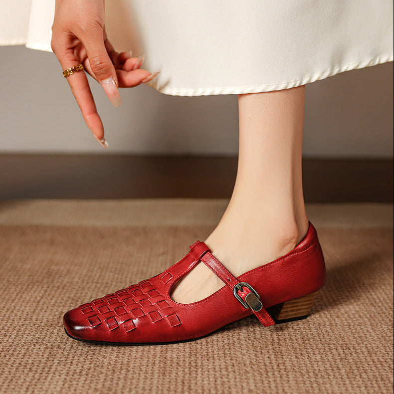 Murel | Mary Jane in vera pelle intrecciata