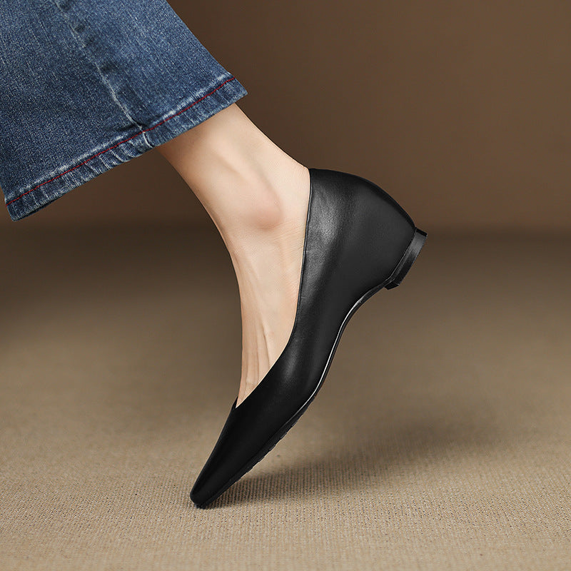 Aldina | Ballerine in vera pelle con zeppa