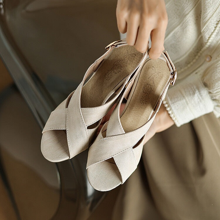 Arlie | Slingback peep-toe con fasce incrociate