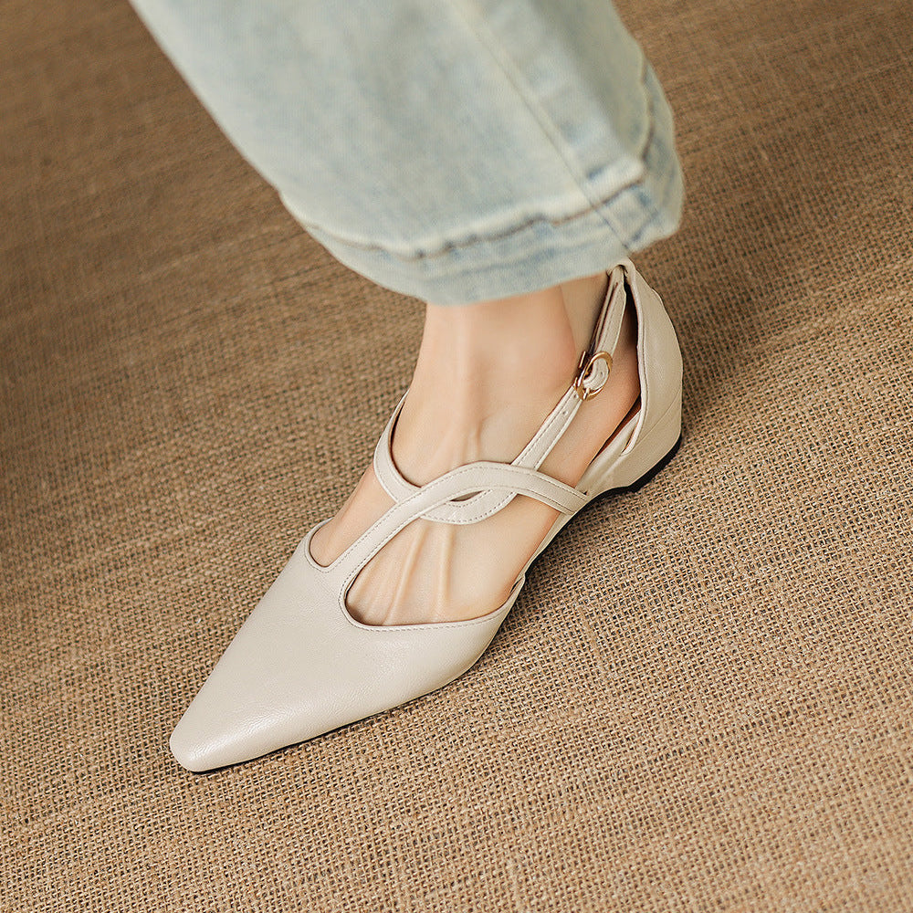Mia | Scarpe in vera pelle con cinturino a T
