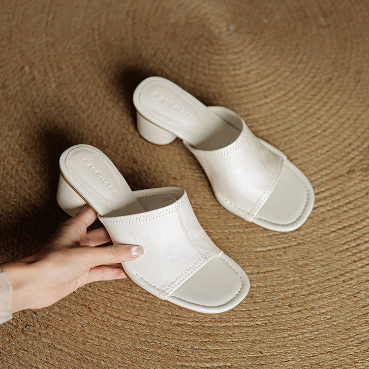 Amira | Mules in vera pelle con tacco cilindrico