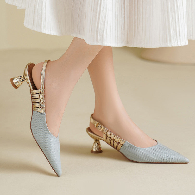 Bianca | Slingback in vera pelle intrecciata