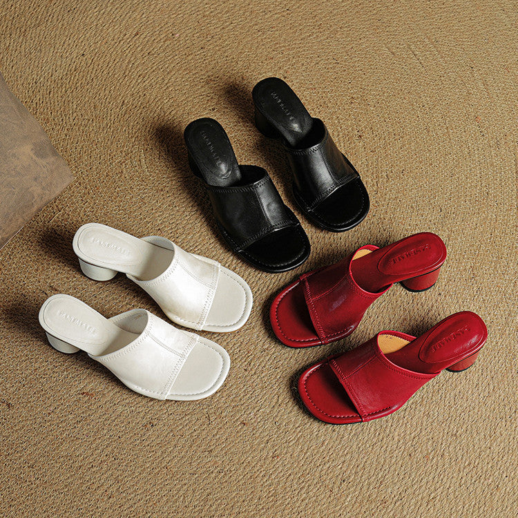 Amira | Mules in vera pelle con tacco cilindrico