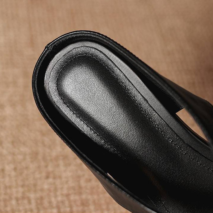 Gianna | Mules in vera pelle con fasce a X
