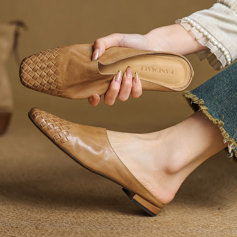 Rea | Mules in vera pelle intrecciata