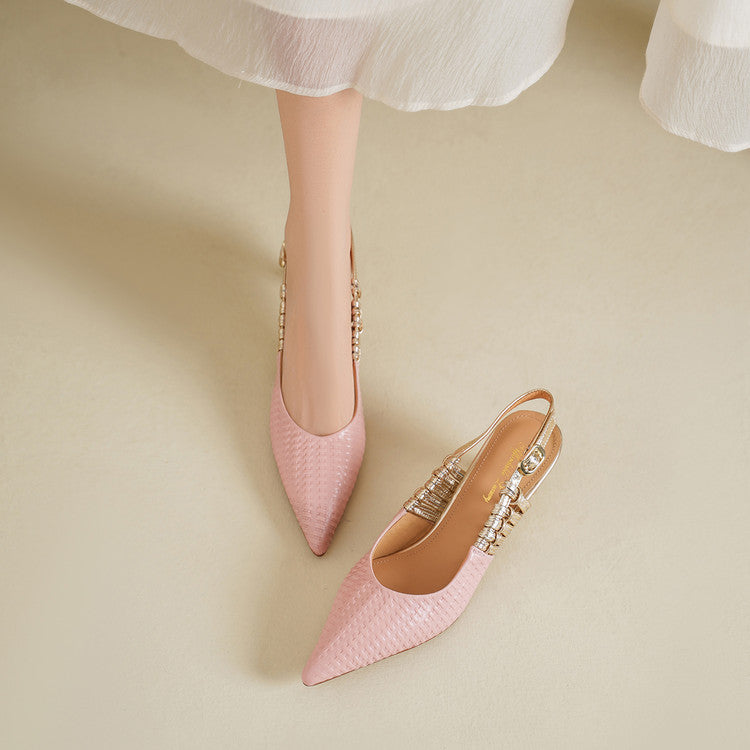 Bianca | Slingback in vera pelle intrecciata