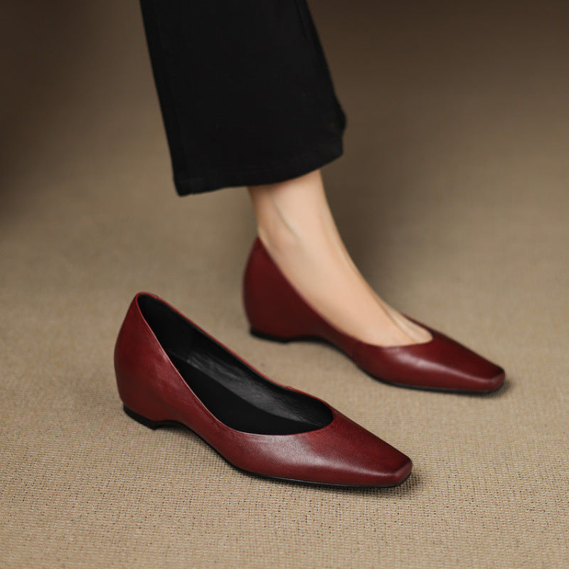 Aldina | Ballerine in vera pelle con zeppa