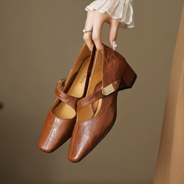 Quera | Mary Jane in vera pelle con morsetto
