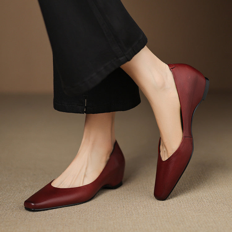 Aldina | Ballerine in vera pelle con zeppa