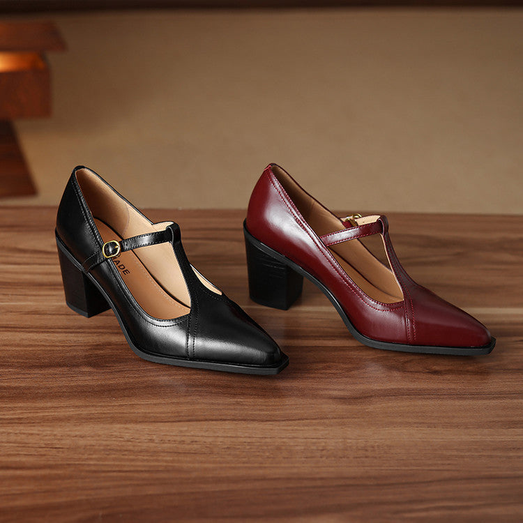 Raiza | Scarpe in vera pelle con cinturino a T