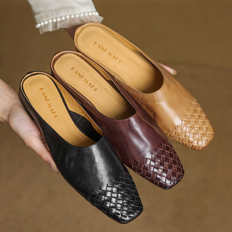 Rea | Mules in vera pelle intrecciata