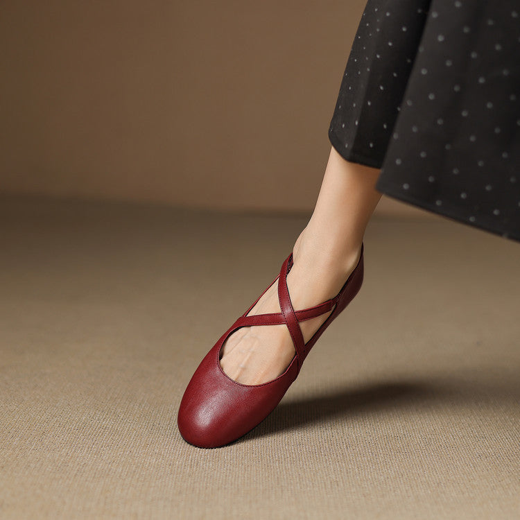 Zeor | Ballerine in vera pelle con fasce incrociate