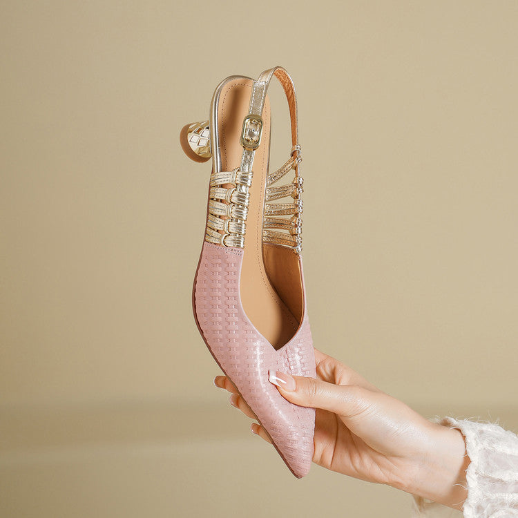Bianca | Slingback in vera pelle intrecciata