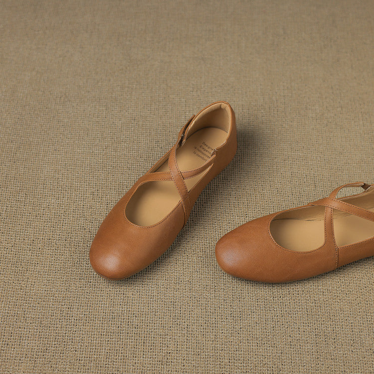 Zeor | Ballerine in vera pelle con fasce incrociate