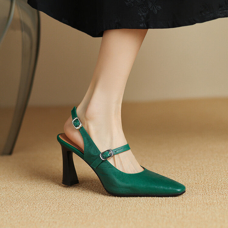 Ezzy | Slingback in vera pelle con doppio cinturino