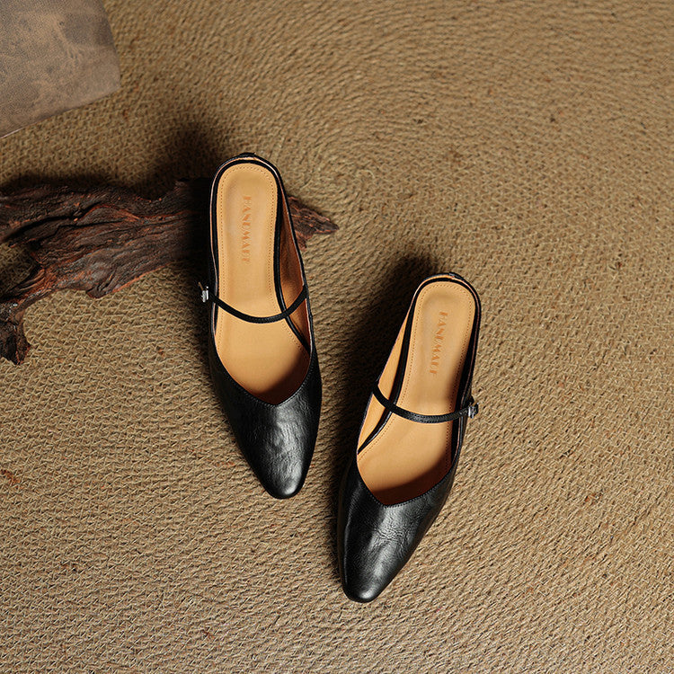 Thalia | Mules in vera pelle con cinturino