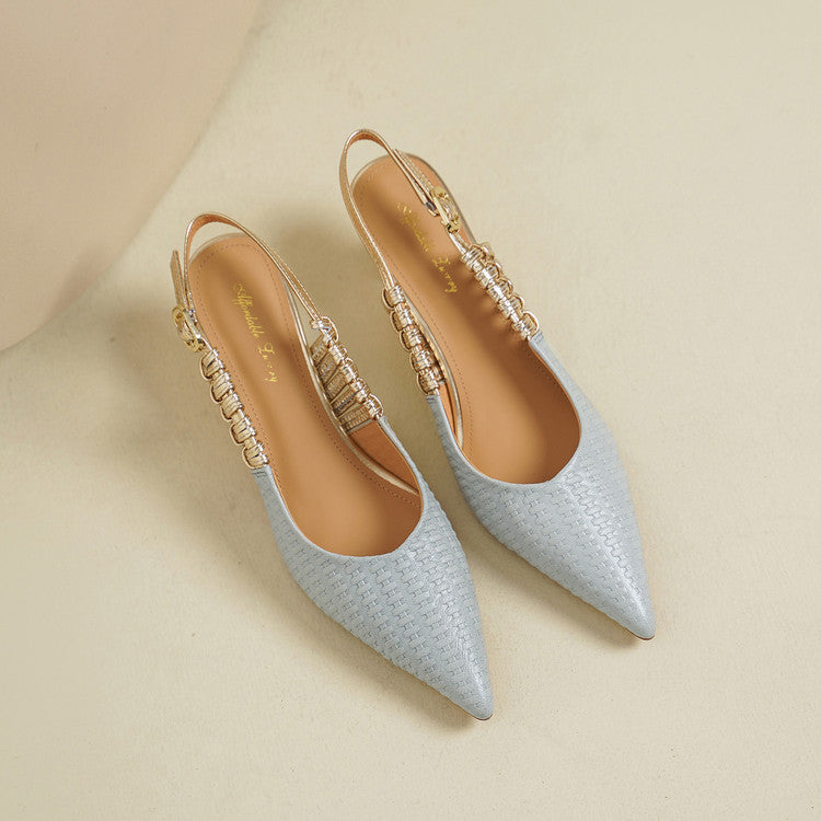 Bianca | Slingback in vera pelle intrecciata