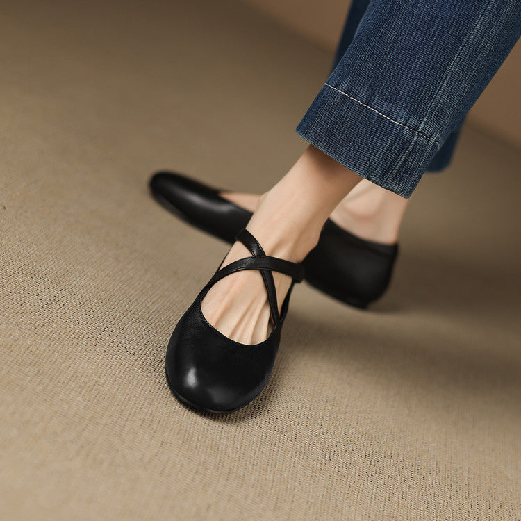 Zeor | Ballerine in vera pelle con fasce incrociate