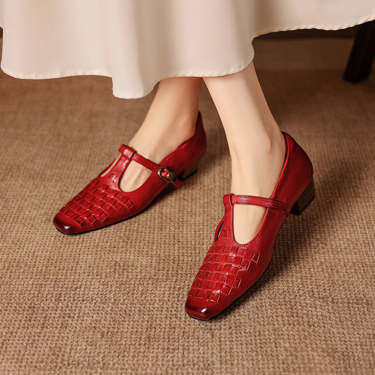 Murel | Mary Jane in vera pelle intrecciata