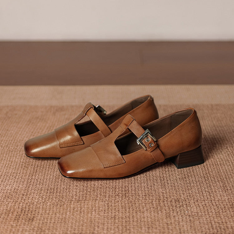 June | Scarpe in vera pelle con cinturino a T