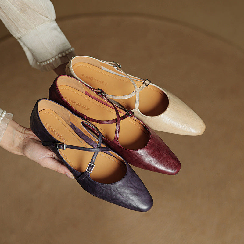 Amara | Ballerine in vera pelle con fasce incrociate
