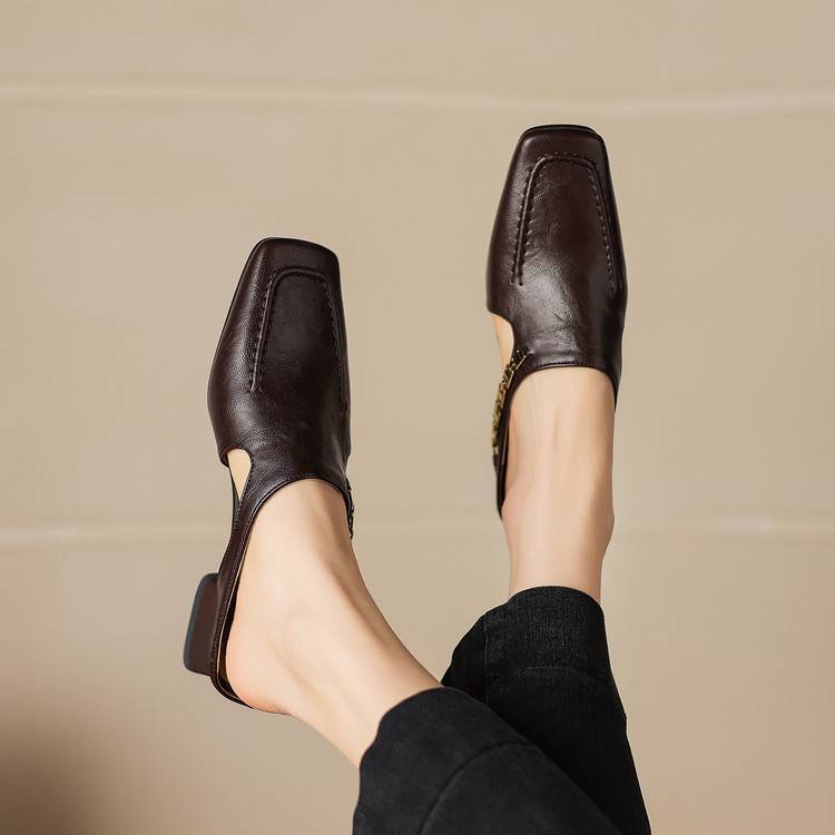 Vyla | Mules in vera pelle con catena