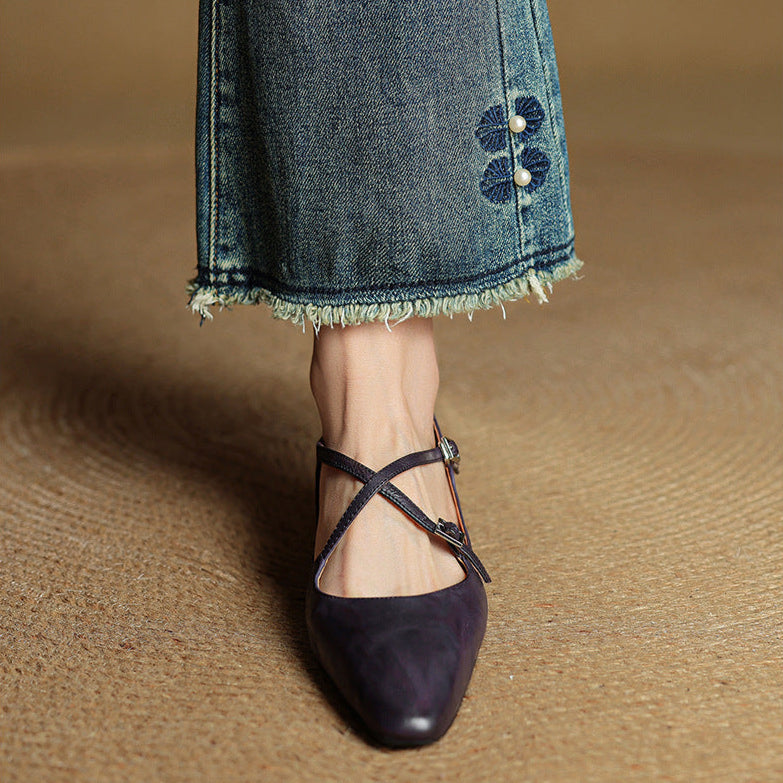 Amara | Ballerine in vera pelle con fasce incrociate