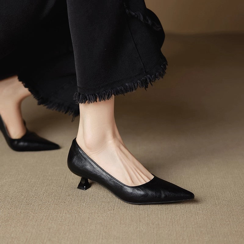 Selva | Décolleté in vera pelle con tacco kitten