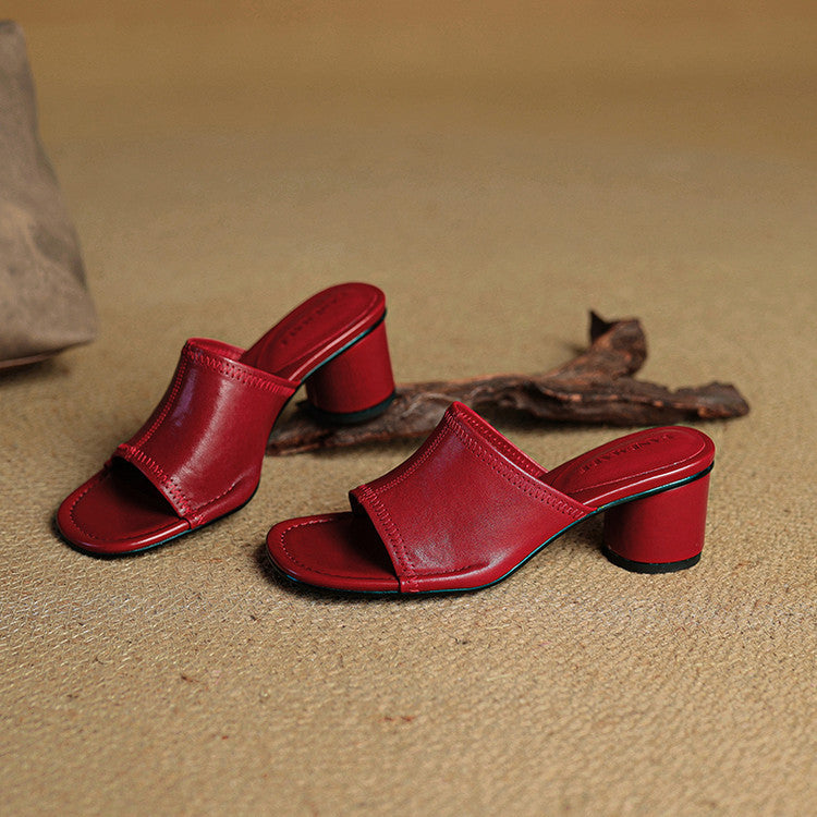 Amira | Mules in vera pelle con tacco cilindrico
