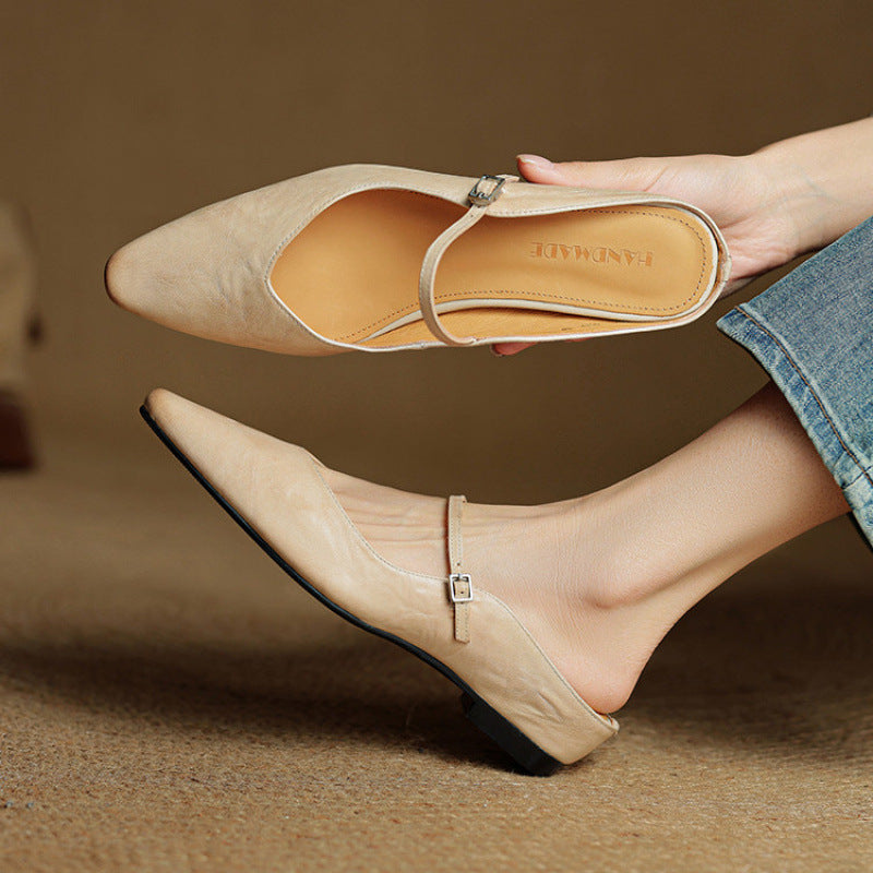 Thalia | Mules in vera pelle con cinturino