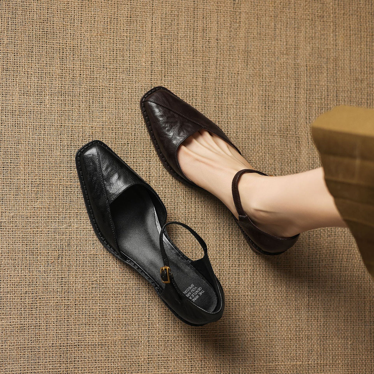 Anna | Mary Jane in vera pelle con plateau