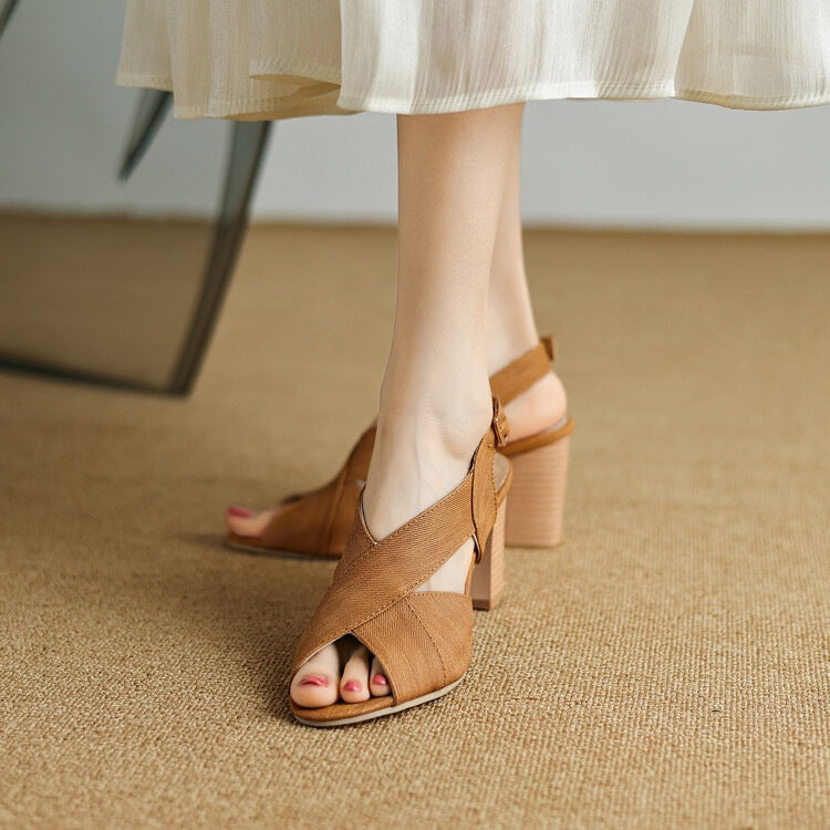Arlie | Slingback peep-toe con fasce incrociate