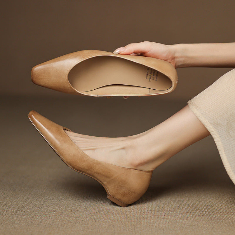 Aldina | Ballerine in vera pelle con zeppa
