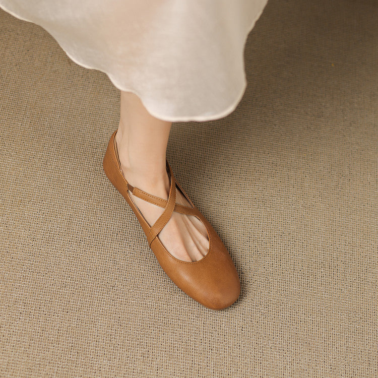 Zeor | Ballerine in vera pelle con fasce incrociate