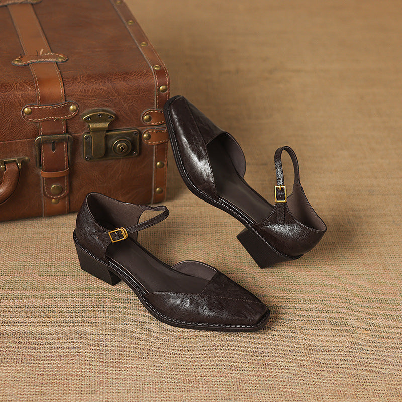 Anna | Mary Jane in vera pelle con plateau