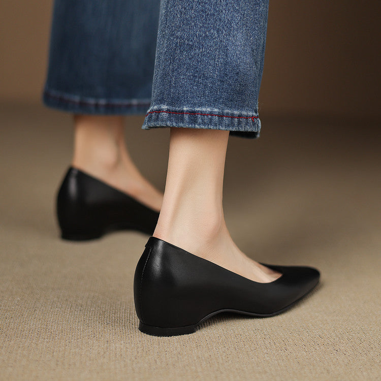 Aldina | Ballerine in vera pelle con zeppa