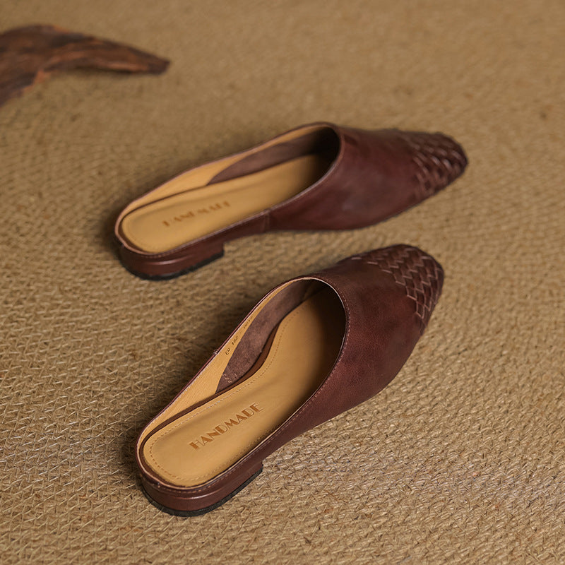 Rea | Mules in vera pelle intrecciata