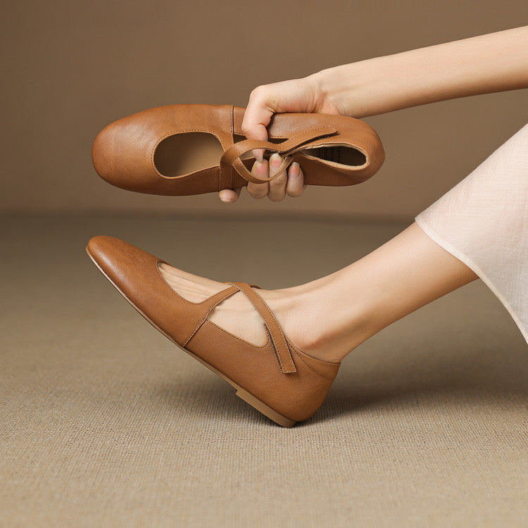 Zeor | Ballerine in vera pelle con fasce incrociate