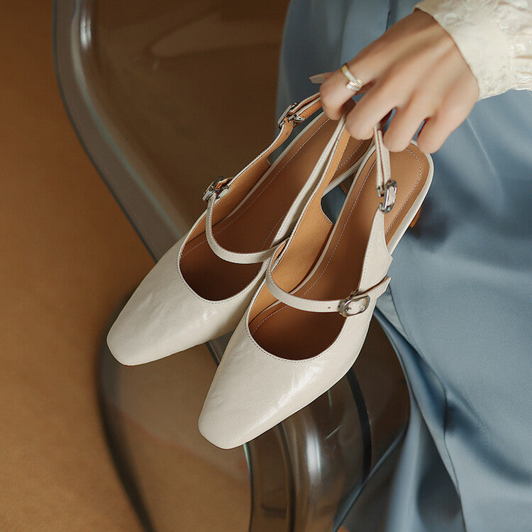 Ezzy | Slingback in vera pelle con doppio cinturino