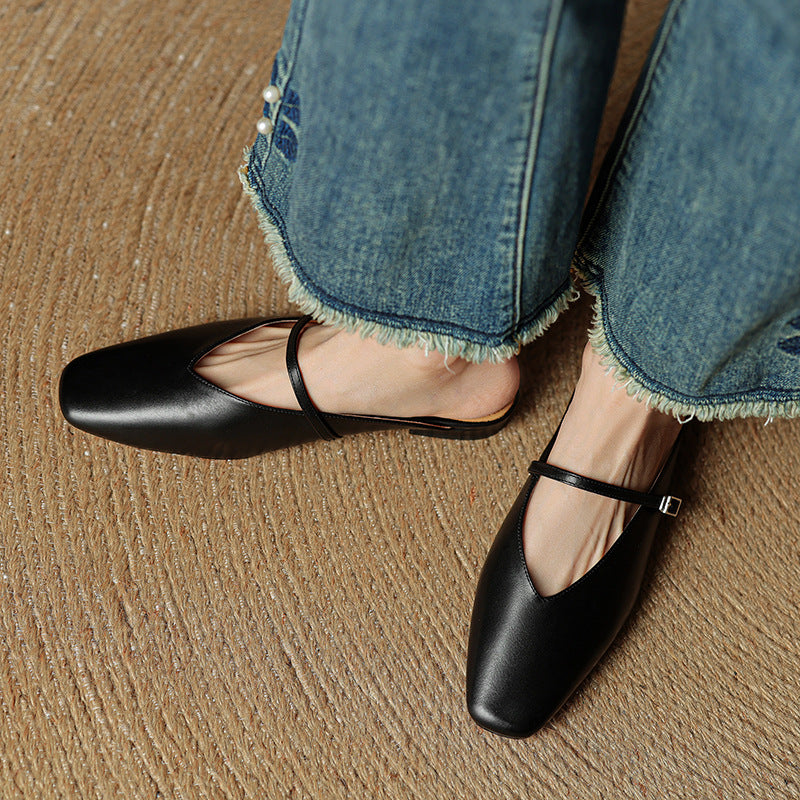 Neva | Mules in vera pelle a punta quadrata